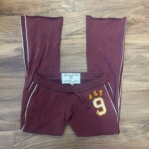 Vintage Abercrombie & Fitch Sweatpants Womens S Maroon Low Rise Flare Y2K